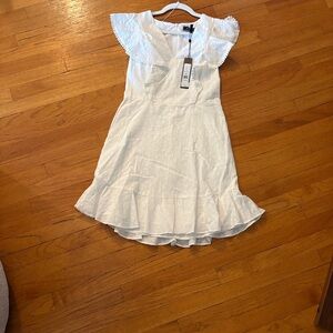 BCBGMaxAzria White Eyelet Ruffle Mini Dress